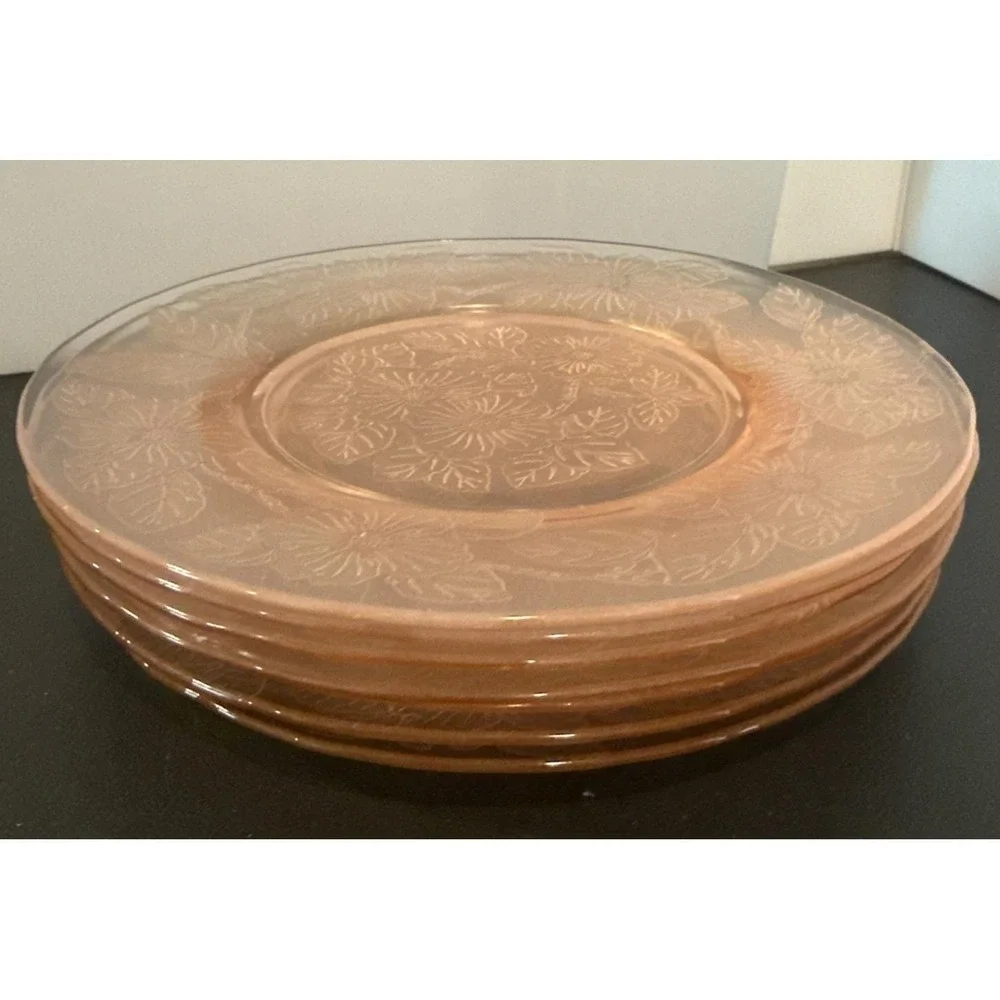 Macbeth Evans Dogwood Pink Depression Glass Salad Luncheon Plates 8